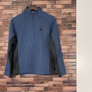 Spyder Men's Outbound 1/2 Zip Stryke Jacket Blue Black Size S Fleece Lined